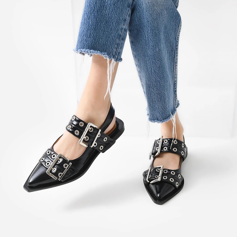 Ganni Chunky Ballerina Buckle Flats